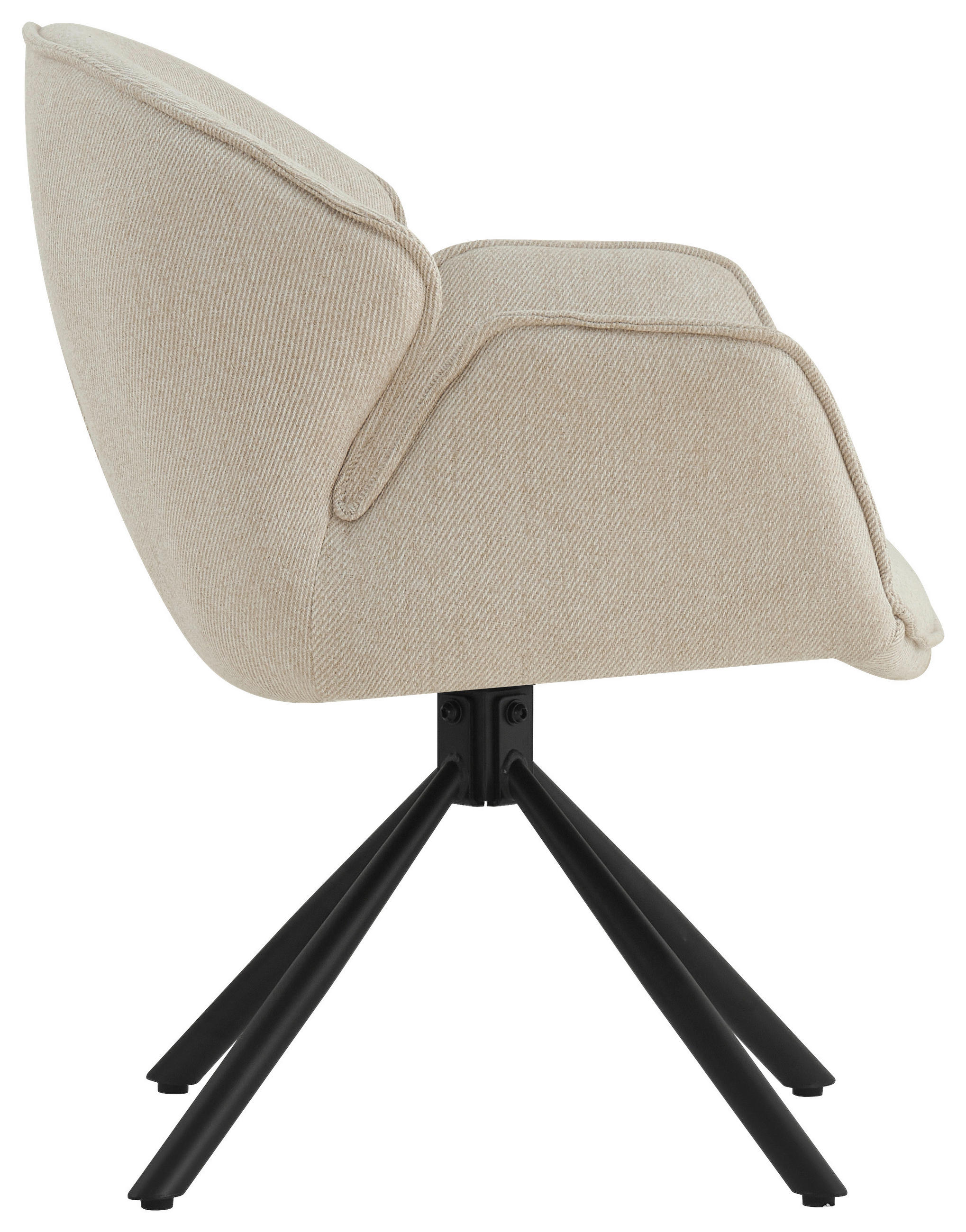 ARMLEHNSTUHL  in Eisen Flachgewebe  - Creme/Schwarz, MODERN, Textil/Metall (45/90/65cm) - Livetastic