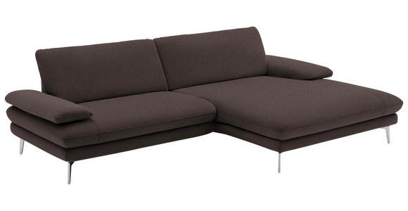 ECKSOFA Dunkelbraun Webstoff  - Dunkelbraun/Schwarz, Design, Textil/Metall (284/184cm) - Dieter Knoll