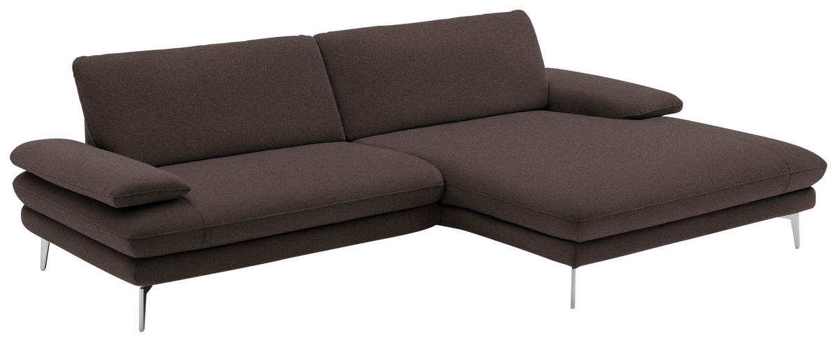 ECKSOFA in Webstoff Dunkelbraun  - Dunkelbraun/Schwarz, Design, Textil/Metall (284/184cm) - Dieter Knoll