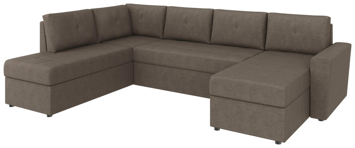 WOHNLANDSCHAFT TERMOLI Taupe Jacquard  - Taupe/Schwarz, Design, Kunststoff/Textil (212/297/155cm) - MID.YOU