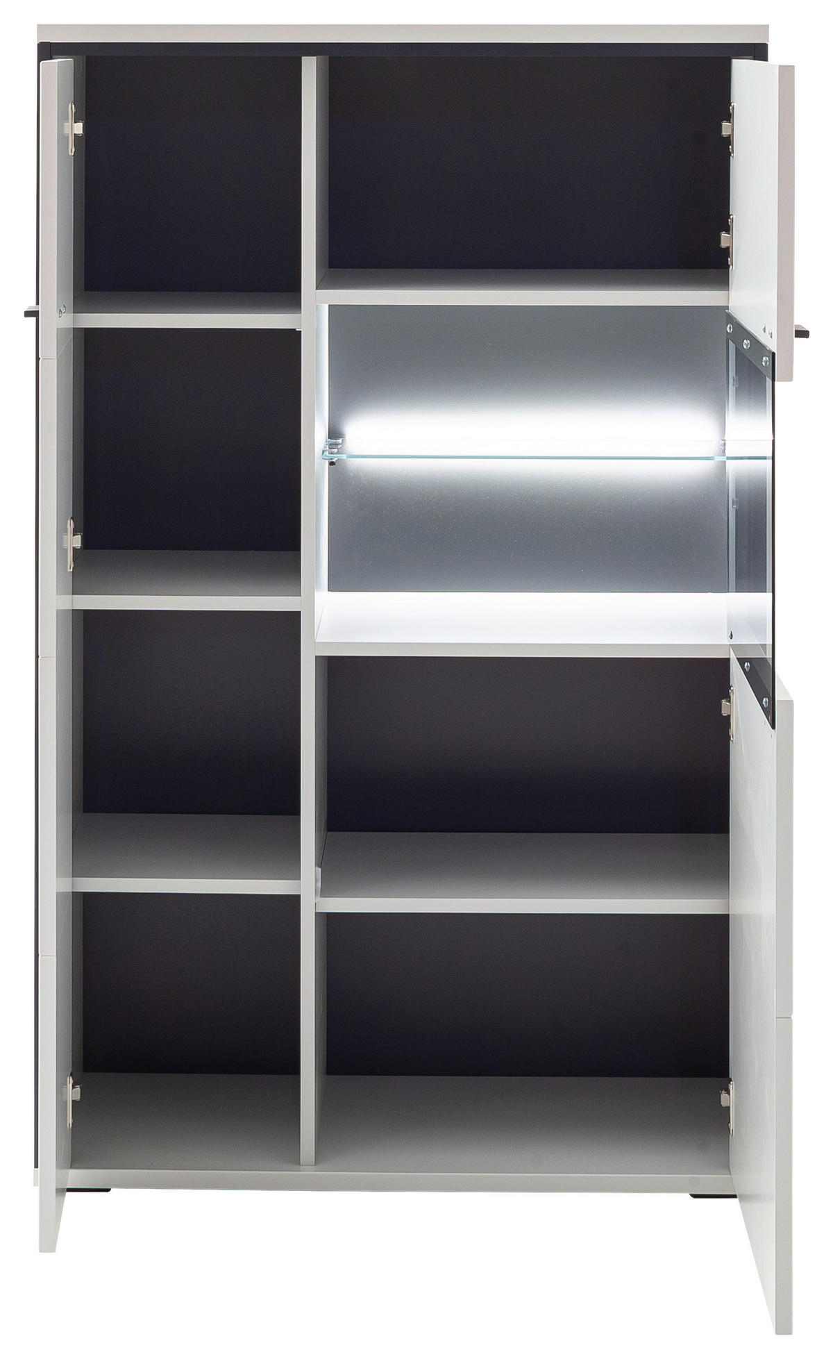 HIGHBOARD Schwarz, Weiß  84/136/38 cm  - Schwarz/Weiß, Design, Glas/Holzwerkstoff (84/136/38cm) - Stylife