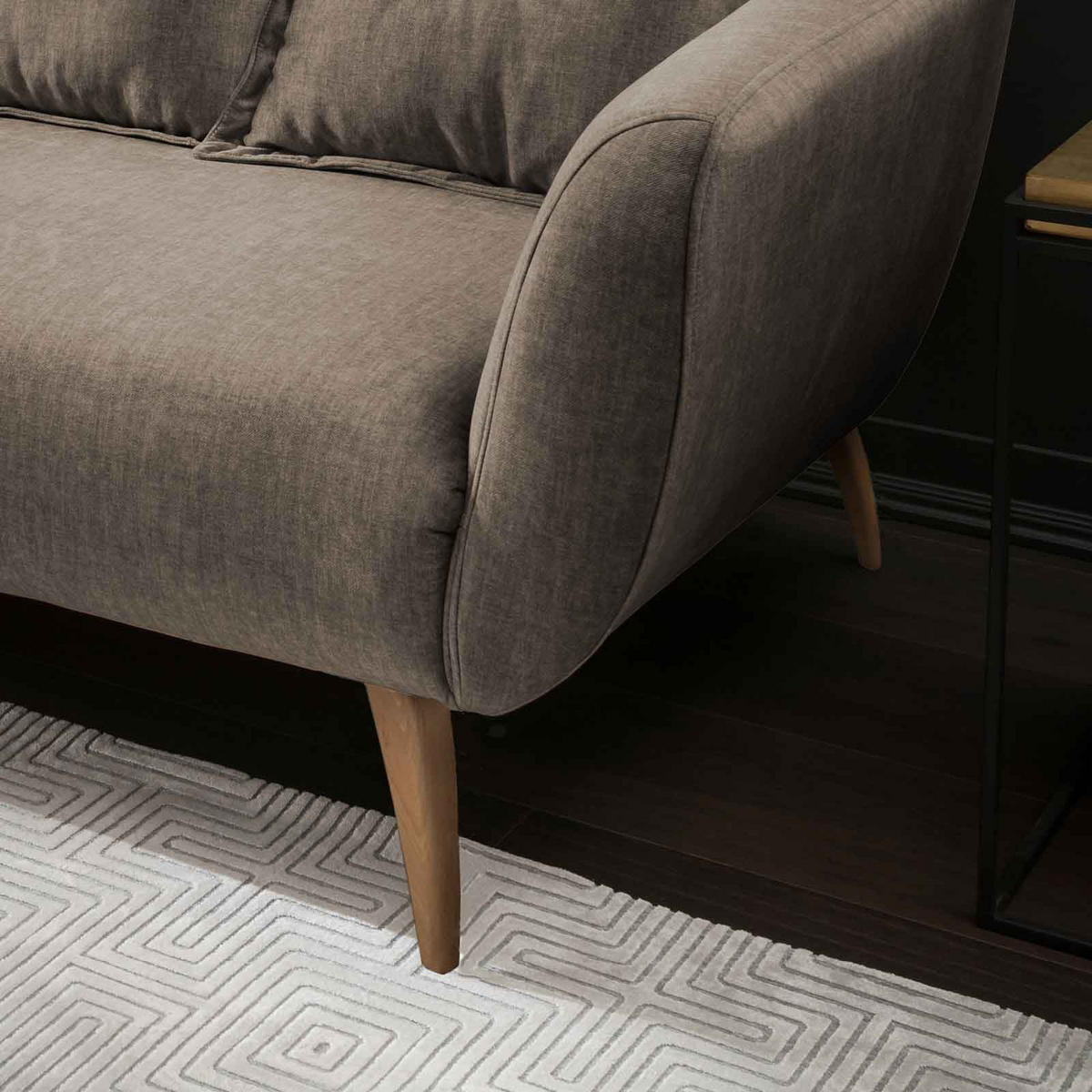 3-SITZER-SOFA in Velours Braun  - Buchefarben/Braun, Modern, Holz/Textil (236/94/103cm) - Livetastic