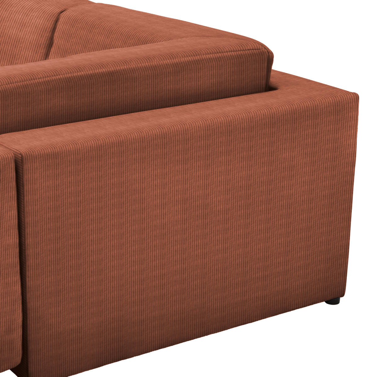 WOHNLANDSCHAFT Kupferfarben Cord  - Buchefarben/Schwarz, KONVENTIONELL, Holz/Kunststoff (283/371/208cm) - Livetastic