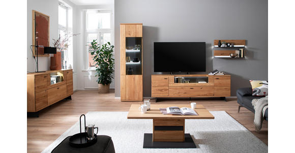 WOHNWAND 3-teilig  in Wildeiche  340/209/50 cm  - Wildeiche/Anthrazit, Natur, Glas/Holz (340/209/50cm) - Linea Natura