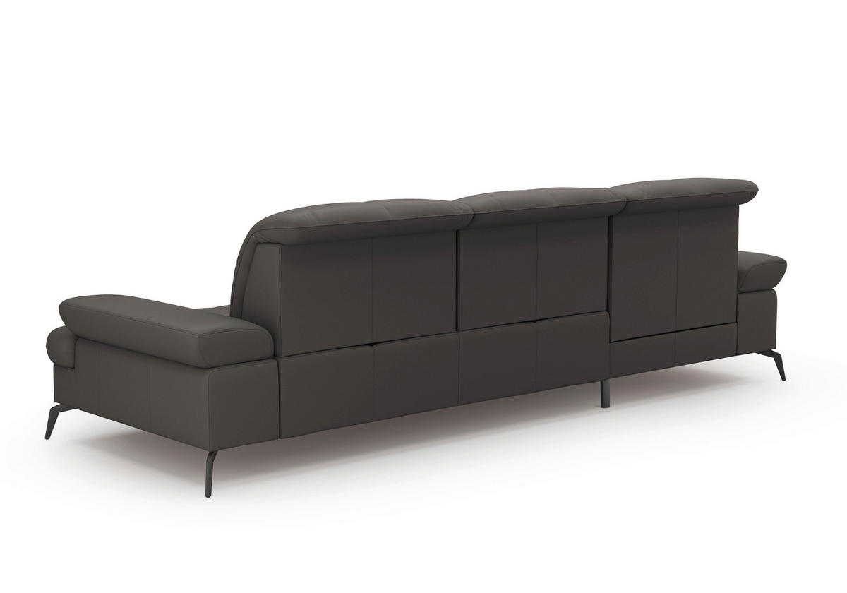 ECKSOFA in Echtleder Mokka  - Schwarz/Mokka, Konventionell, Leder/Metall (185/279cm) - Sit & More