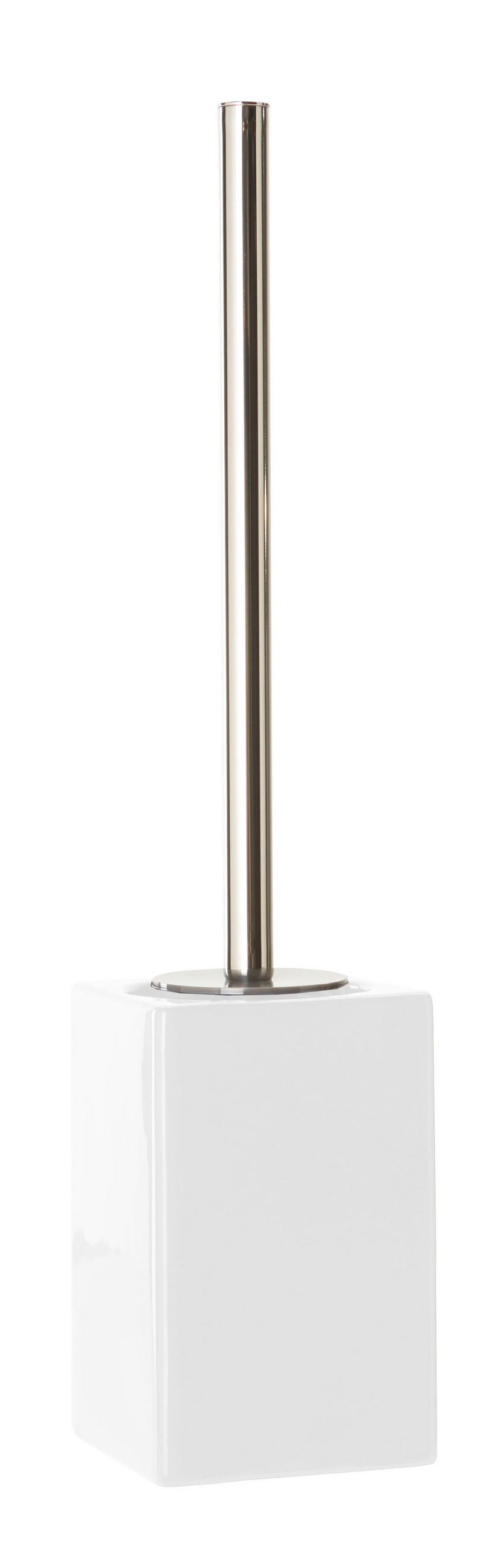 WC SADA - ŠTĚTKA A DRŽÁK - bílá/barvy chromu, Basics, kov/plast (9/42/9cm) - Sadena