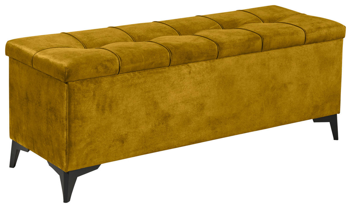 BETTBANK 139/58/50 cm   - Gelb/Schwarz, KONVENTIONELL, Kunststoff/Textil (139/58/50cm) - Modante