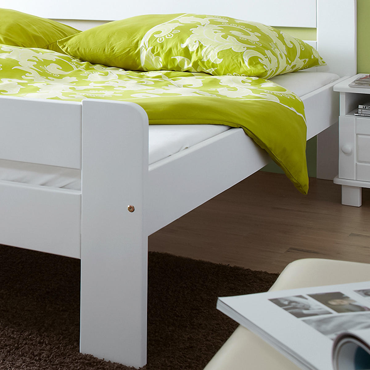 Massivholzbett Bert 140/200 cm  in Weiss   - Weiss, Modern, Holz (140/200cm) - MID.YOU