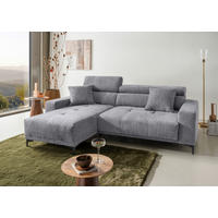 ECKSOFA Chenille Grau  - Schwarz/Grau, Basics, Textil/Metall (183/250cm) - Livetastic