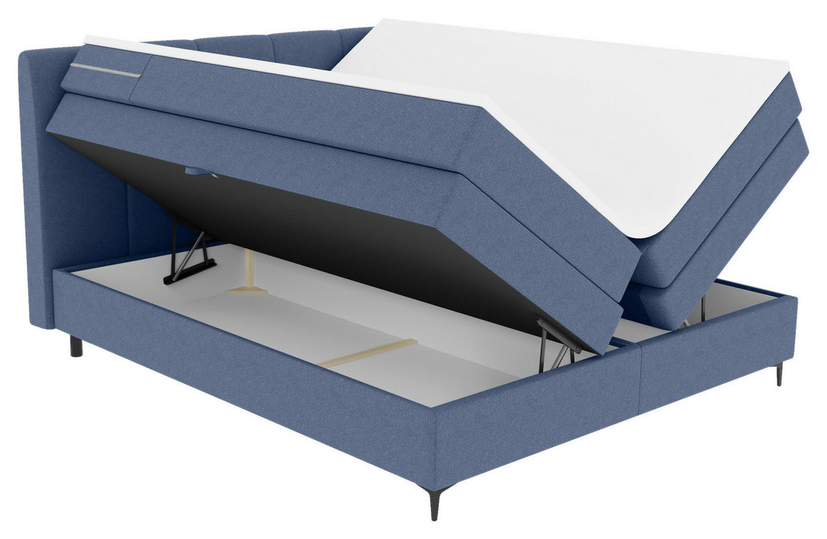 BOXSPRINGBETT 180/200 cm  in Blau  - Blau/Schwarz, KONVENTIONELL, Textil/Metall (180/200cm) - Boxxx