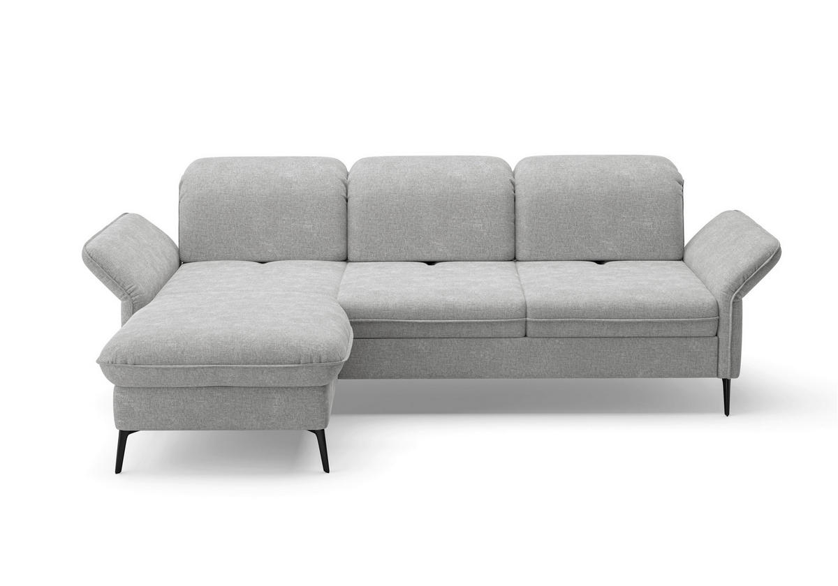 ECKSOFA in Flachgewebe Hellgrau  198/264 cm  - Hellgrau/Schwarz, KONVENTIONELL, Textil/Metall (198/264cm) - Sit & More