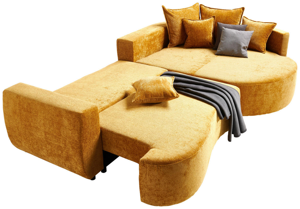 ECKSOFA in Chenille Goldfarben  - Goldfarben/Schwarz, Design, Kunststoff/Textil (307/194cm) - Carryhome