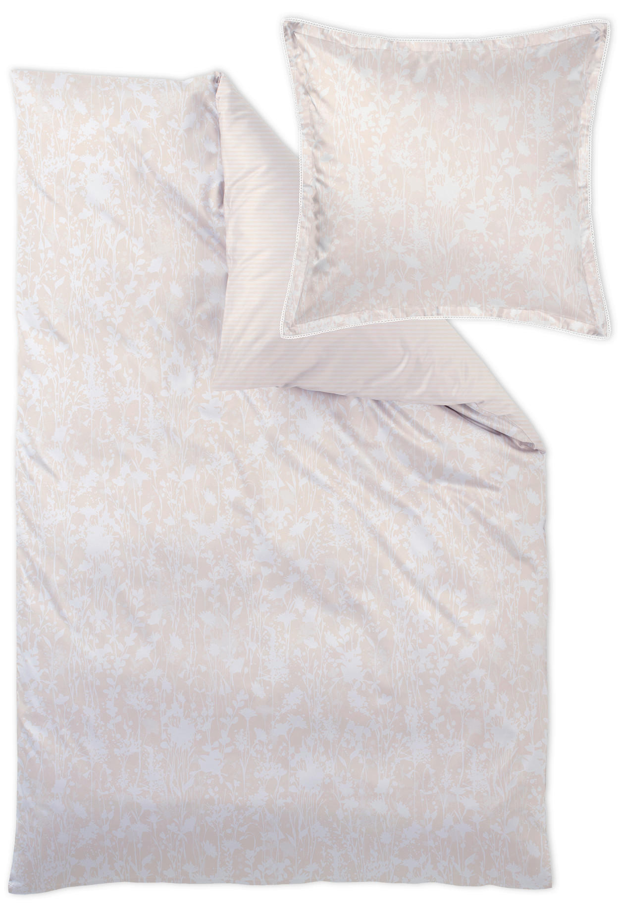 BETTWÄSCHESET Sanna Damast 160/210 cm  100 cm/65 cm  - Hellrosa, Design, Textil (160/210cm) - Curt Bauer