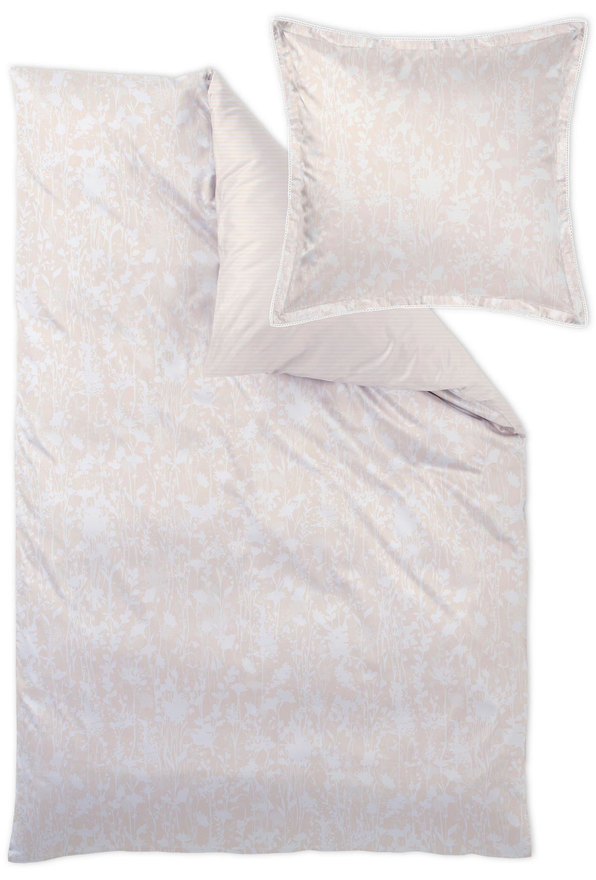 BETTWÄSCHESET Sanna Damast 160/210 cm  100 cm/65 cm  - Hellrosa, Design, Textil (160/210cm) - Curt Bauer