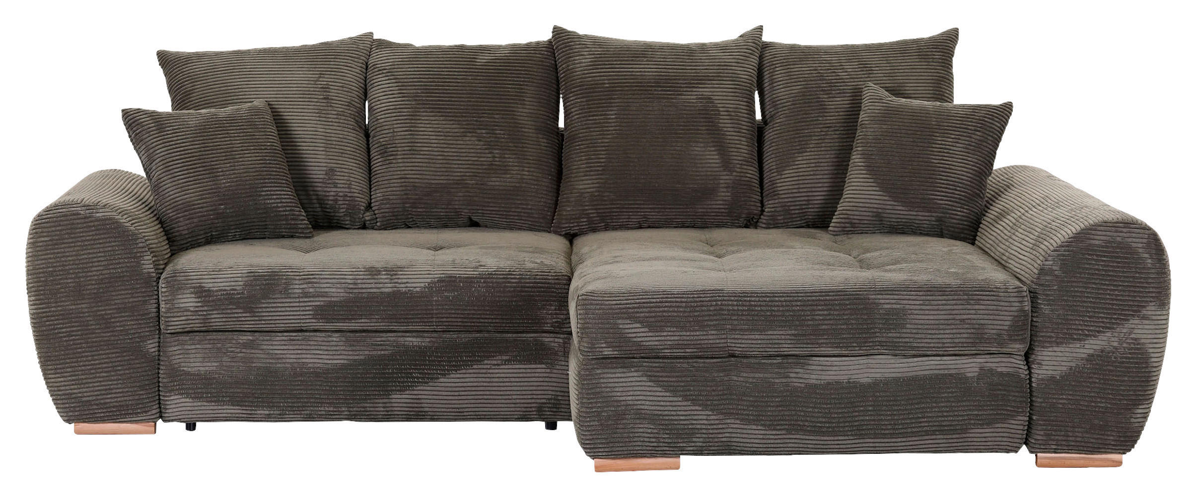 ECKSOFA Dunkelgrün Cord  - Dunkelgrün/Eichefarben, KONVENTIONELL, Holz/Textil (276/177cm) - Carryhome