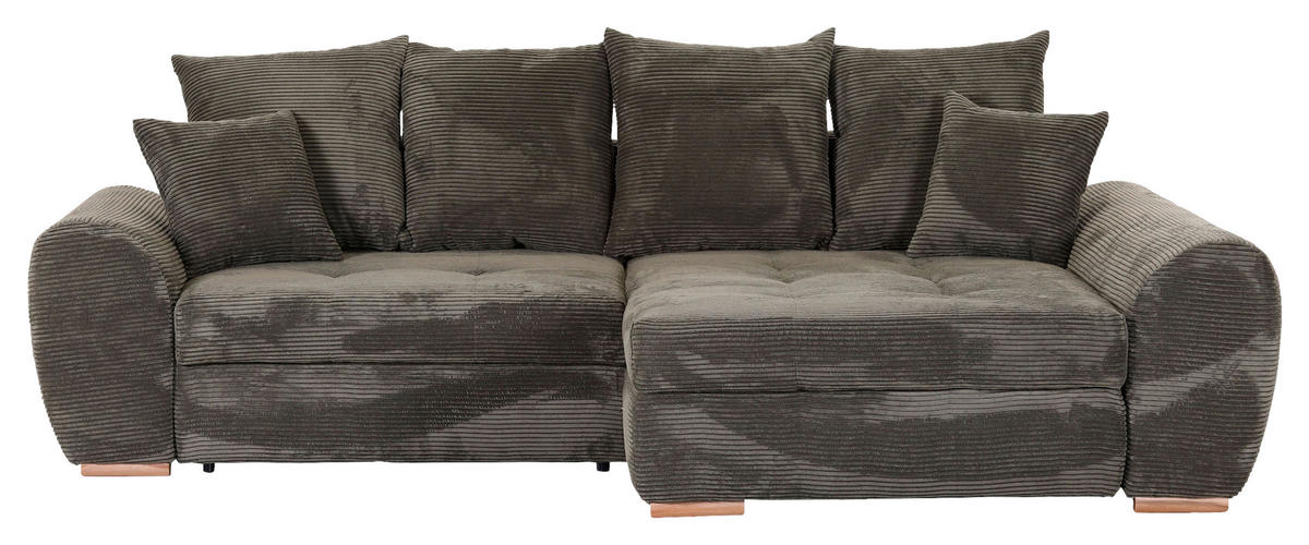 ECKSOFA in Cord Dunkelgrün  - Dunkelgrün/Eichefarben, Konventionell, Holz/Textil (276/177cm) - Carryhome