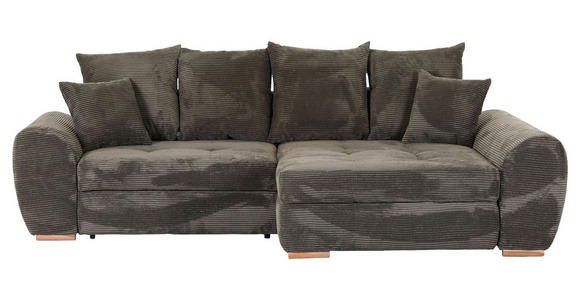 ECKSOFA Dunkelgrün Cord  - Dunkelgrün/Eichefarben, KONVENTIONELL, Holz/Textil (276/177cm) - Carryhome