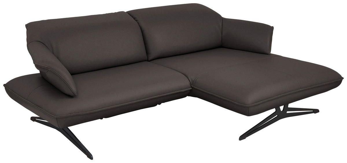 ECKSOFA in Echtleder Dunkelbraun  - Dunkelbraun/Beige, Design, Leder/Metall (252/169cm) - Koinor
