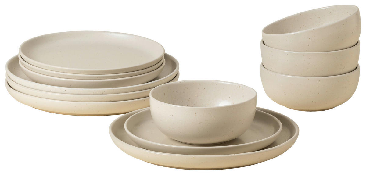 KOMBISERVICE Creme PACIFICA 12-teilig 4 Personen  - Creme, Basics, Keramik - Costa Nova