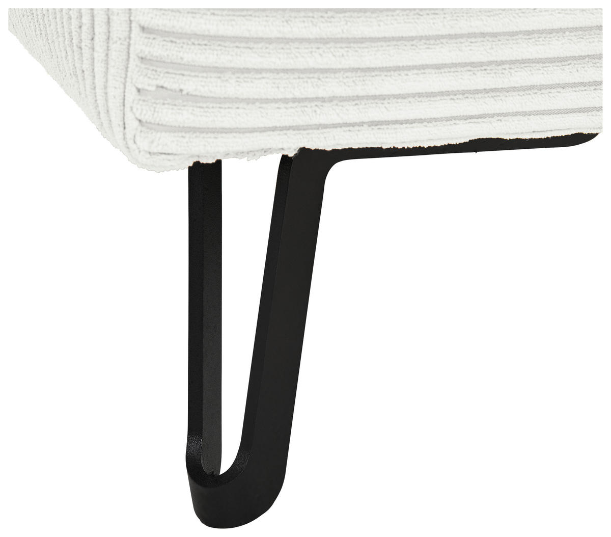 ECKSOFA in Cord Weiss  - Weiss/Schwarz, Konventionell, Textil/Metall (250/185cm) - Carryhome