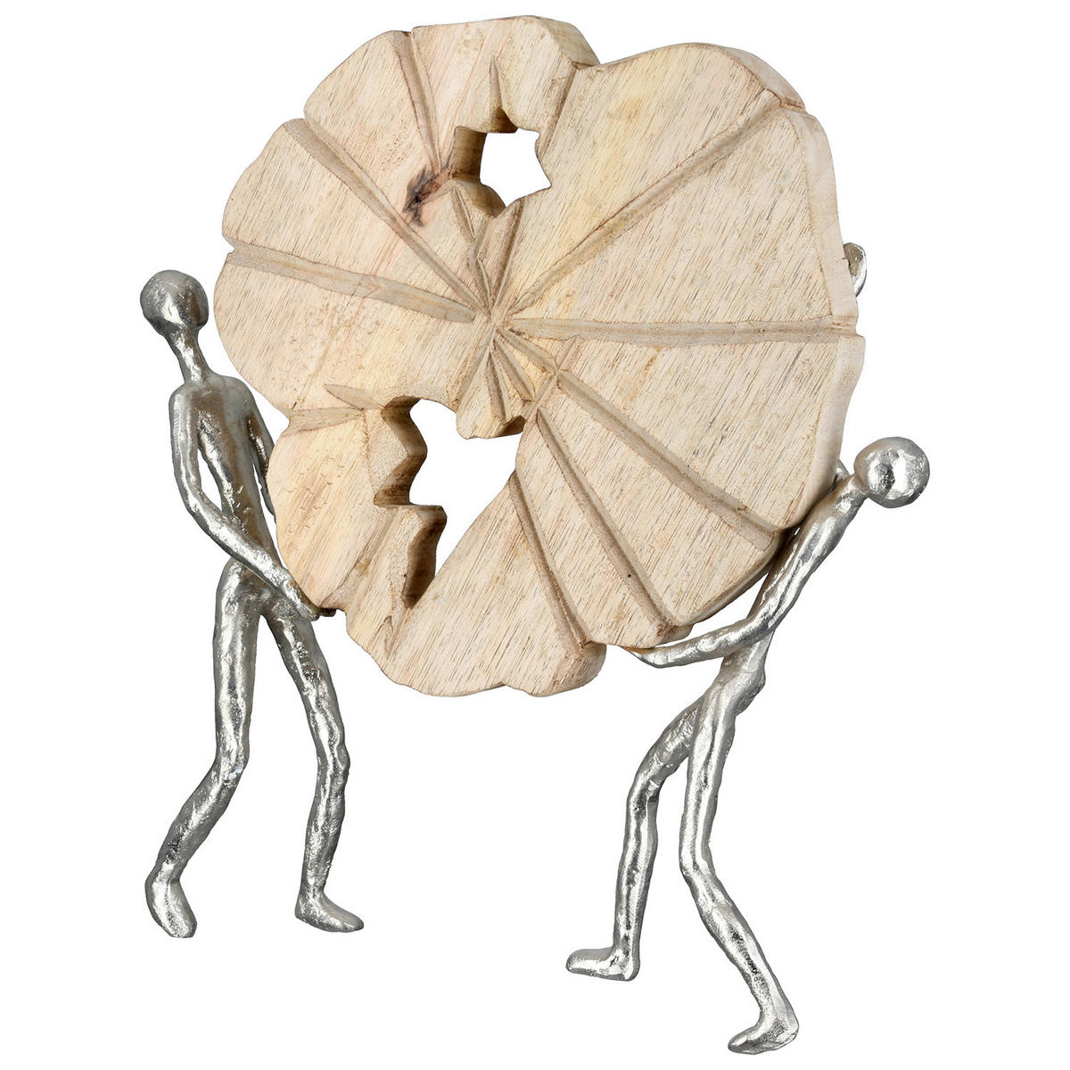 SKULPTUR - Silberfarben/Beigebraun, Basics, Holz/Metall (31/33,5/9cm)