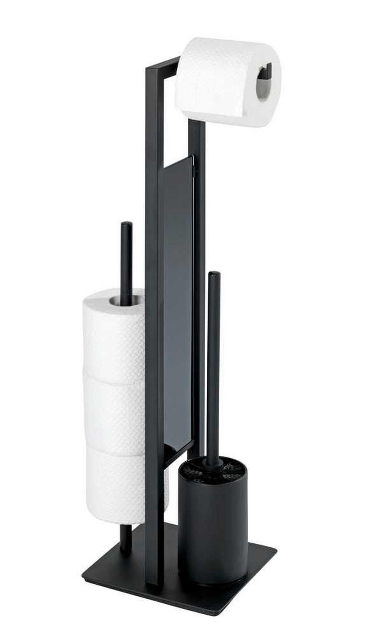 WENKO WC-KEFE GARNITÚRA fém, Üveg  - fekete, Basics, műanyag/Üveg (18/70/23cm) - Wenko