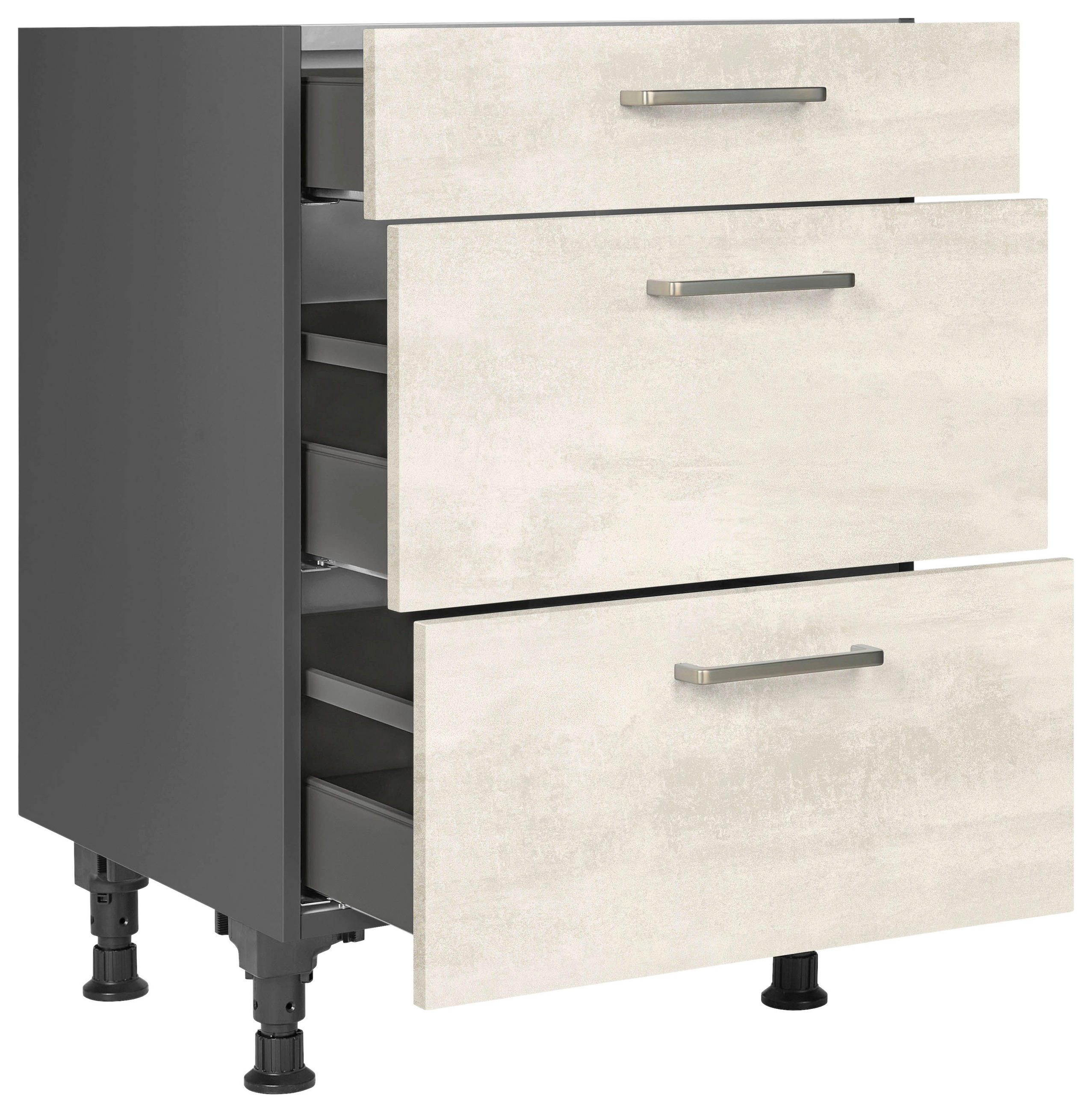 SCHUBKASTENUNTERSCHRANK 60/87/56 cm  in Weiß  - Schieferfarben/Edelstahlfarben, MODERN, Holzwerkstoff/Metall (60/87/56cm) - Nobilia