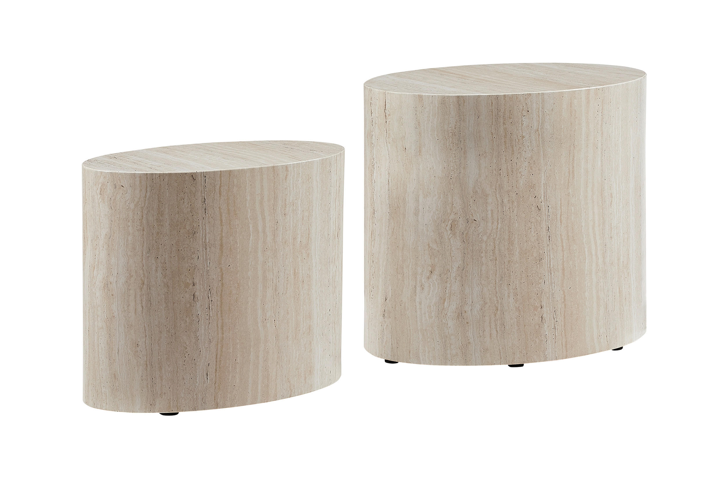COUCHTISCHSET oval Beige  - Beige, MODERN, Holzwerkstoff (48-40/33-24,5/40-33cm) - Livetastic