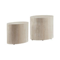 COUCHTISCHSET oval Beige  - Beige, MODERN, Holzwerkstoff (48-40/33-24,5/40-33cm) - Livetastic