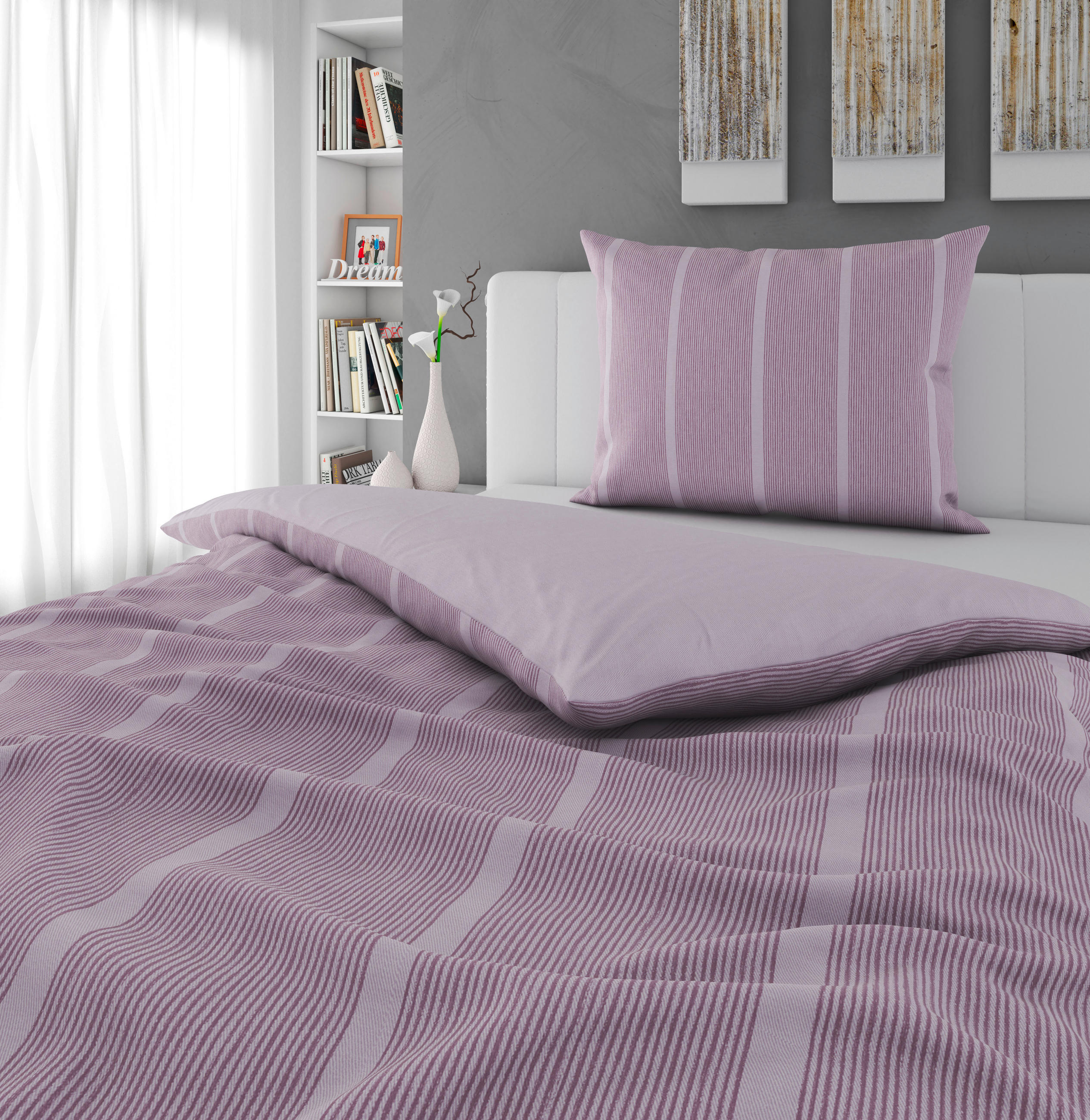 WENDEBETTWÄSCHE Renforcé 140/200 cm  - Mauve, Textil (140/200cm) - Bio:Vio