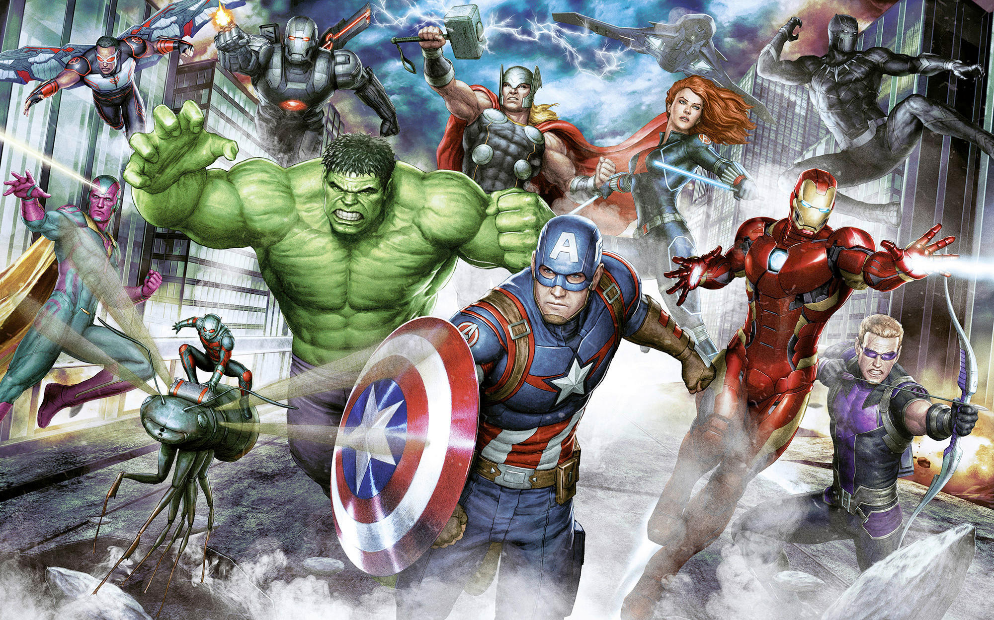 FOTOTAPETE AVENGERS ASSEMBLE  - Naturfarben, Design, Textil (400/250cm) - Marvel