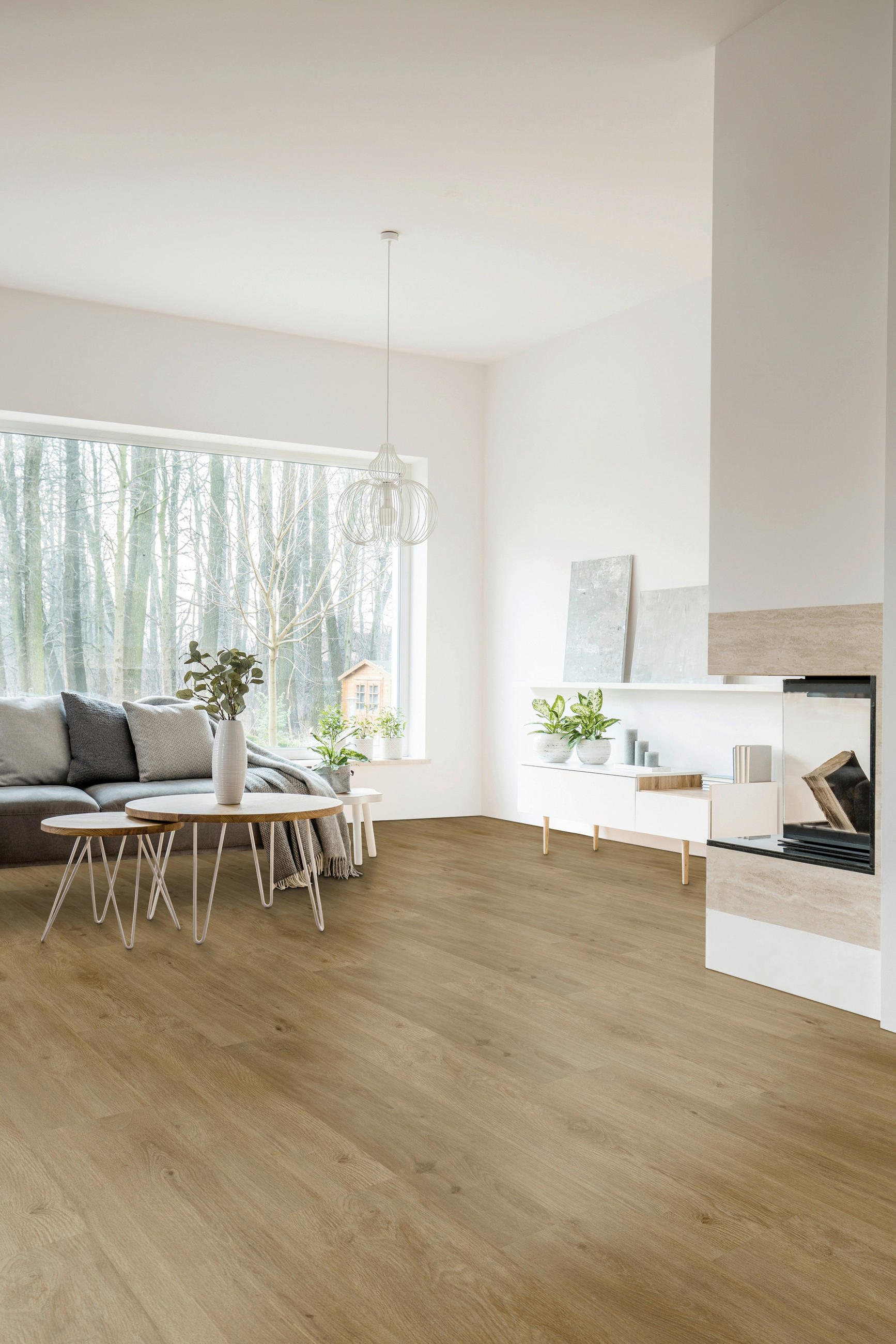 VINYLBODEN SPC 4,5mm Breitdiele inkl. Trittschall  per  m² - Eichefarben, Basics, Kunststoff (22,5/122/0,45cm)