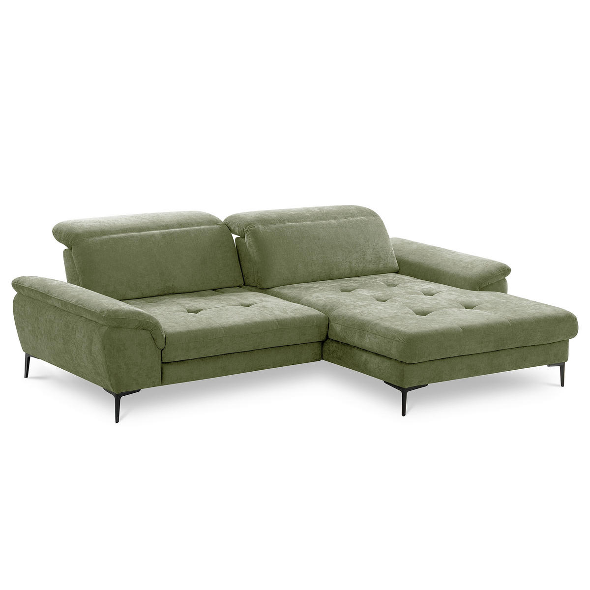 ECKSOFA  Webstoff Grün  - Schwarz/Grün, Design, Textil/Metall (268/195cm) - Livetastic