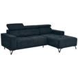 ECKSOFA Petrol Chenille  - Petrol/Schwarz, KONVENTIONELL, Textil/Metall (264/178cm) - Hom`in