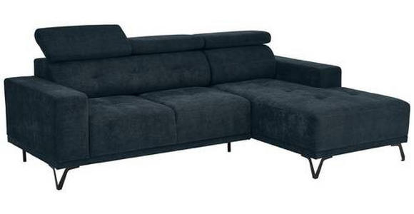 ECKSOFA Petrol Chenille  - Petrol/Schwarz, KONVENTIONELL, Textil/Metall (264/178cm) - Hom`in