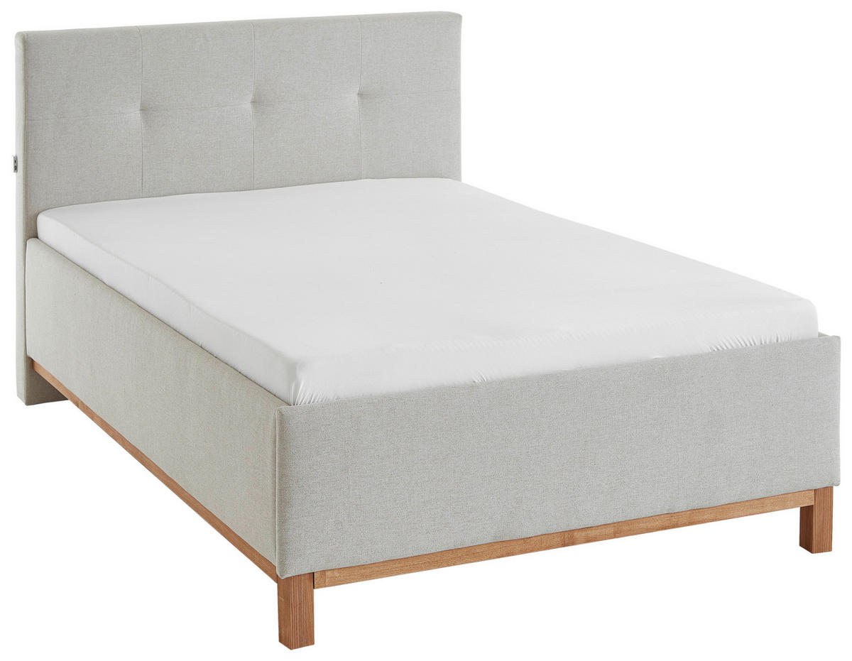 POLSTERBETT 140/200 cm  in Sandfarben  - Sandfarben/Eichefarben, MODERN, Holz/Textil (140/200cm) - Livetastic