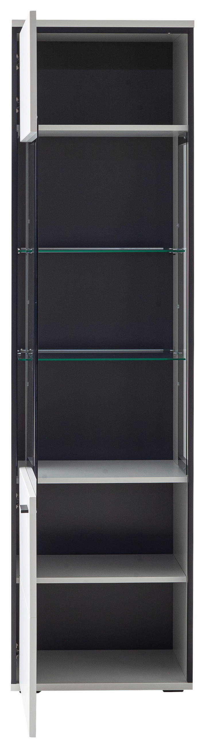 VITRINE Schwarz, Weiss  54/199/38 cm  - Weiss/Schwarz, Design, Glas/Holzwerkstoff (54/199/38cm) - Stylife