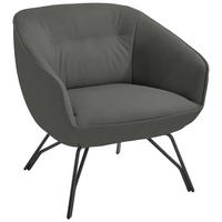 COCKTAILSESSEL - Dunkelgrau/Anthrazit, Design, Leder/Metall (76/80/73cm) - Joop!