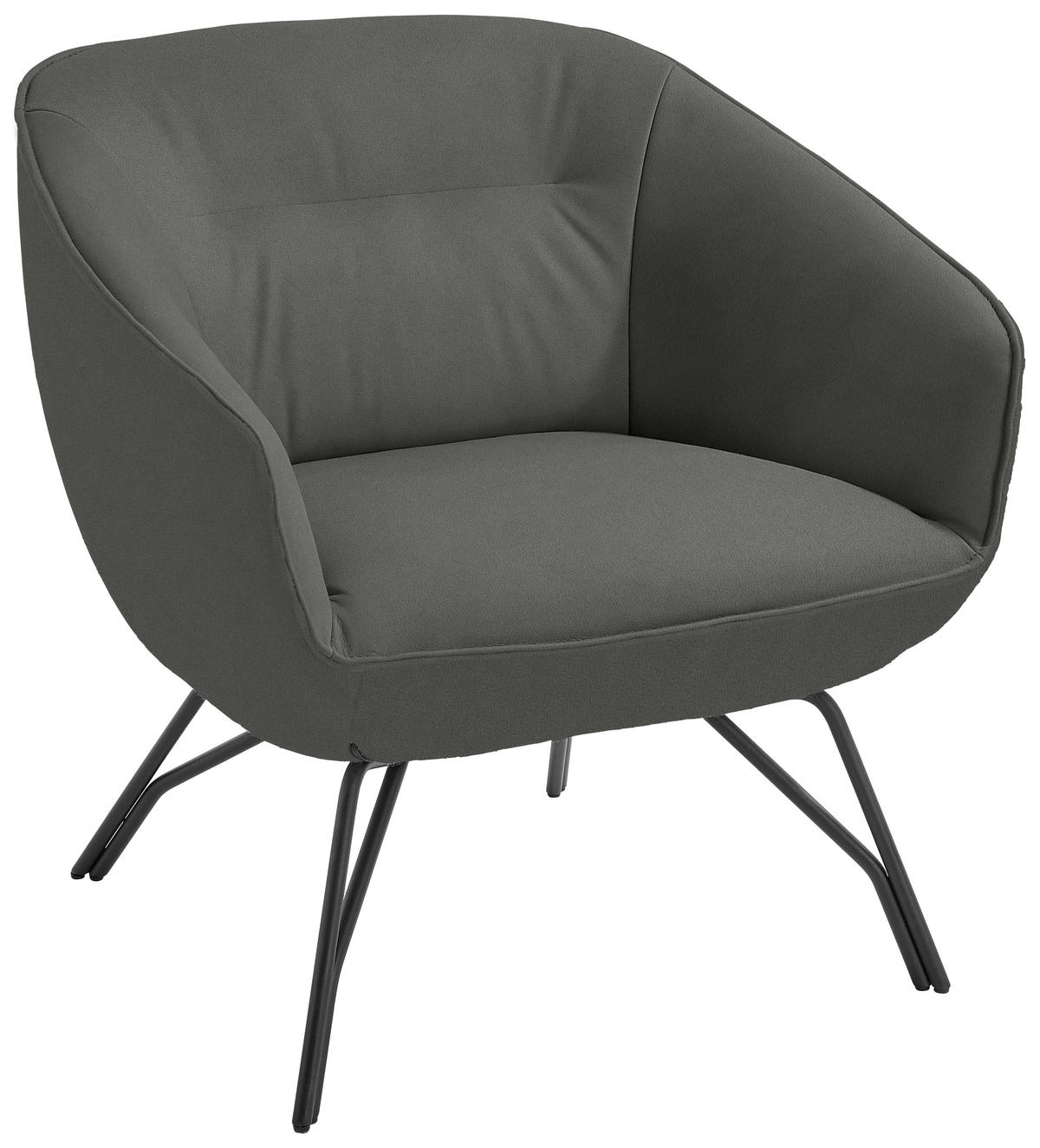 COCKTAILSESSEL - Dunkelgrau/Anthrazit, Design, Leder/Metall (76/80/73cm) - Joop!