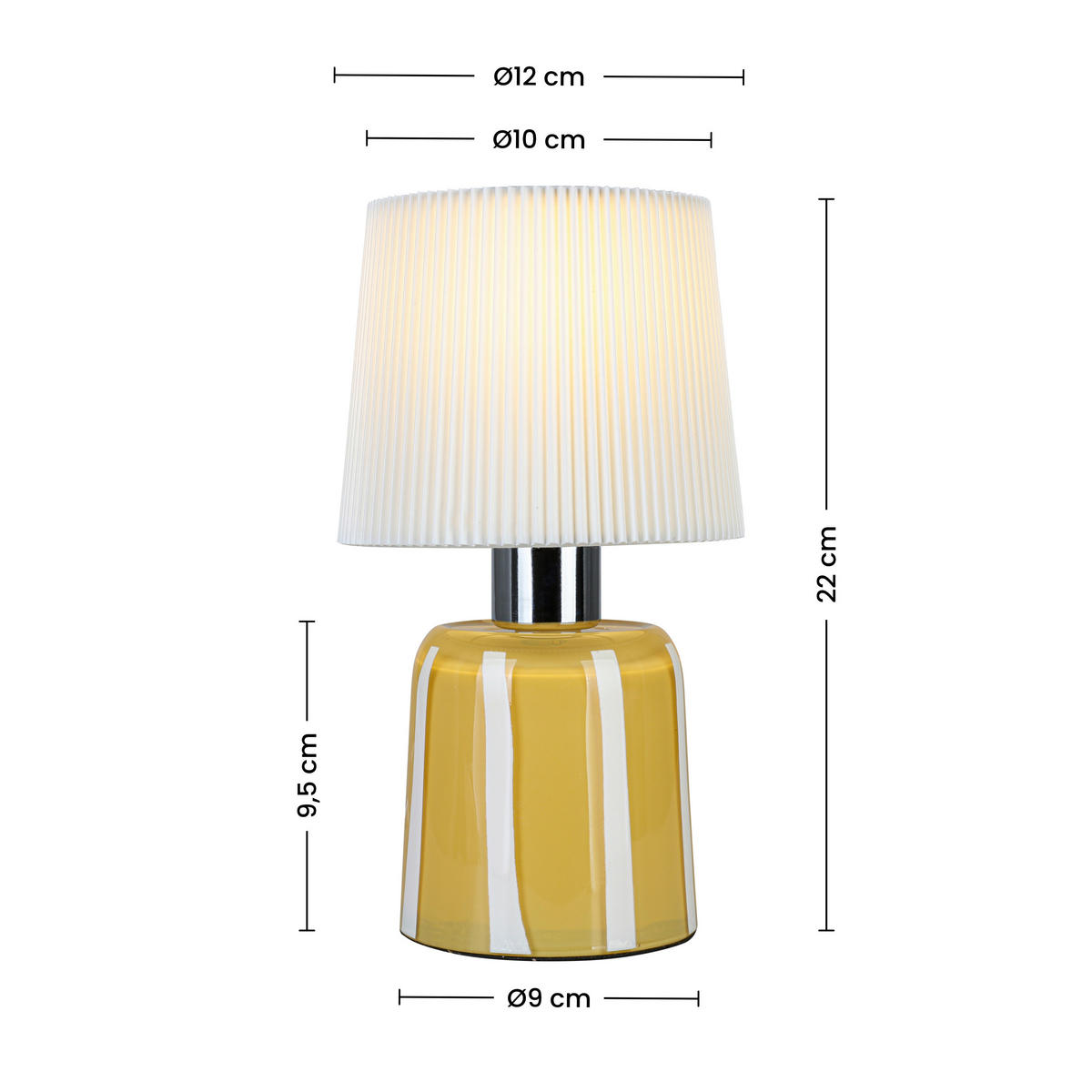 TISCHLEUCHTE 12/21,5 cm  - Gelb/Weiß, LIFESTYLE, Glas/Kunststoff (12/21,5cm) - Novel