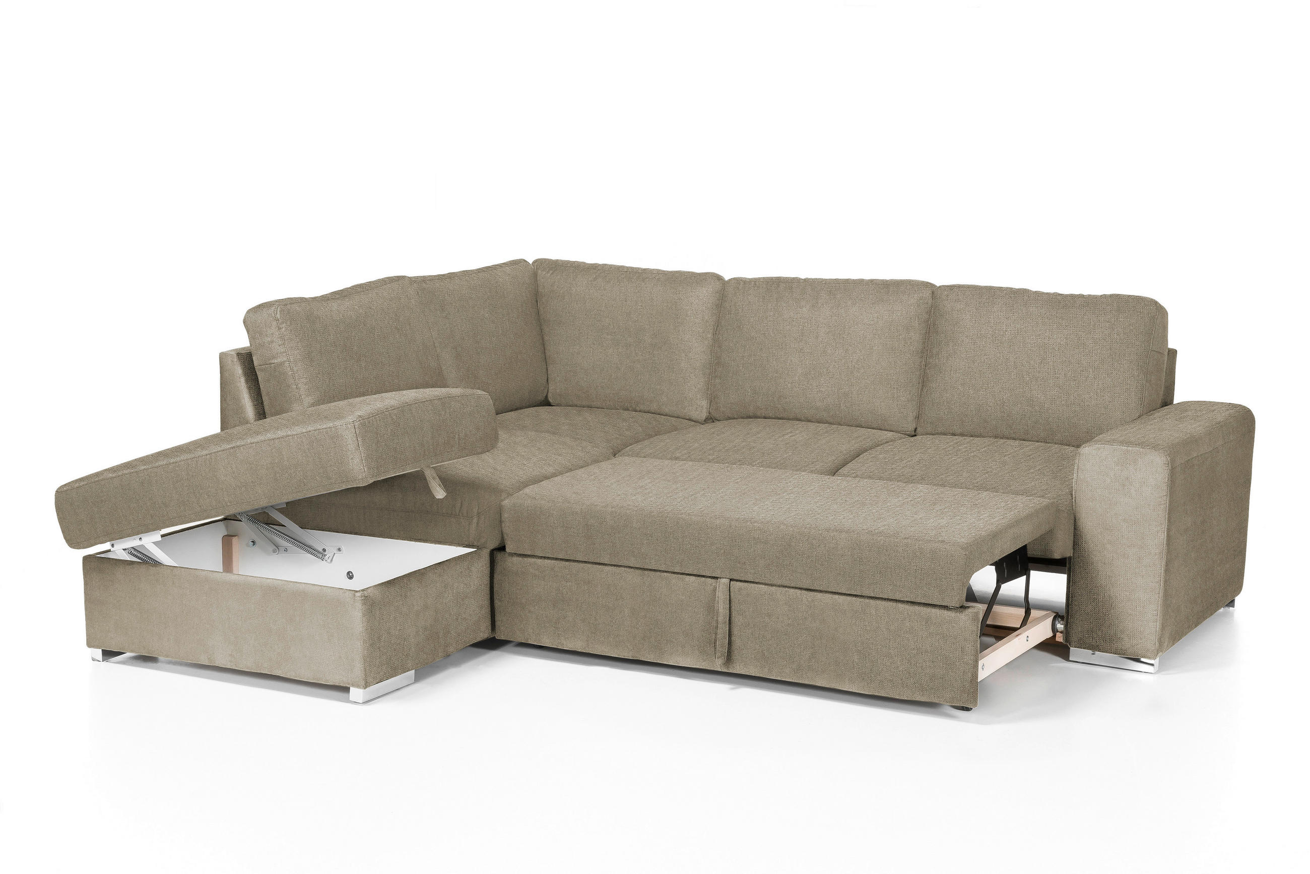 Thumbnail - Mid.you Ecksofa, Cappuccino, Textil, L-Form, 248x213 cm, Made in Europe, Schlafen auf Sitzhöhe, Wohnzimmer, Sofas & Couc...