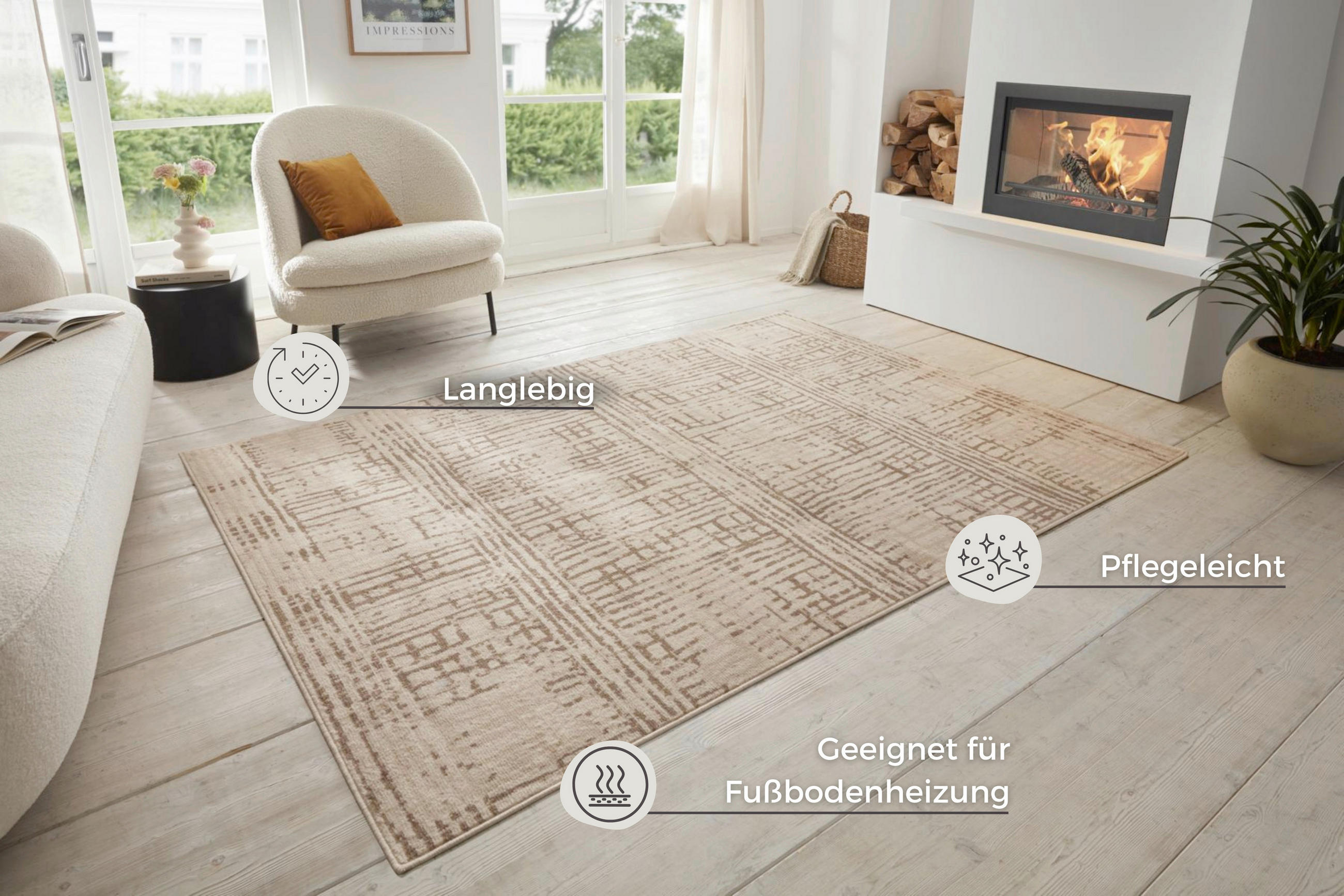 FLACHWEBETEPPICH 160/235 cm Terrain Braun, Creme  - Creme/Braun, Design, Kunststoff/Textil (160/235cm)