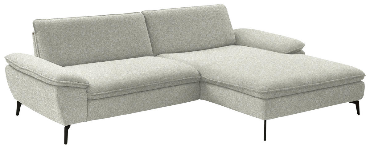 ECKSOFA in Webstoff Naturfarben  - Schwarz/Naturfarben, Design, Textil/Metall (295/197cm) - Valdera
