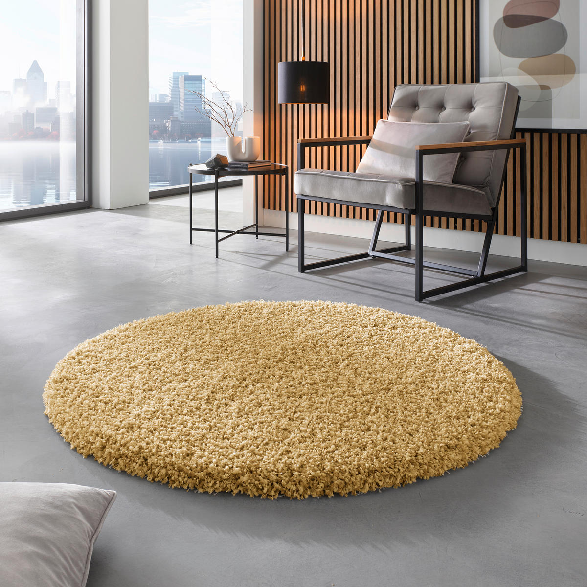 HOCHFLORTEPPICH 160 cm Currygelb rund  - Currygelb, Basics, Textil (160cm) - Novel