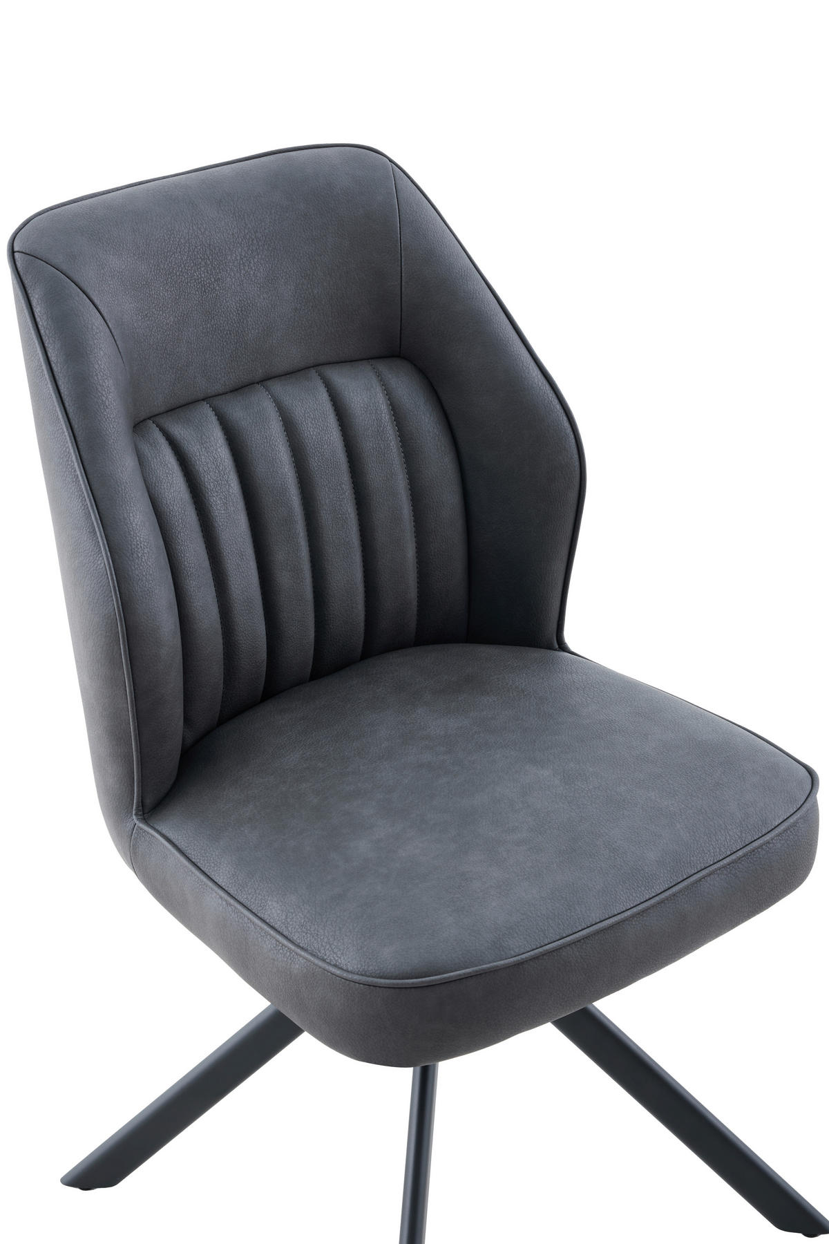 STUHL-SET 2 Stück erweiterbar, Sitzfläche 360° drehbar Lederlook  - Anthrazit/Schwarz, MODERN, Textil/Metall (51/92/65cm) - MID.YOU