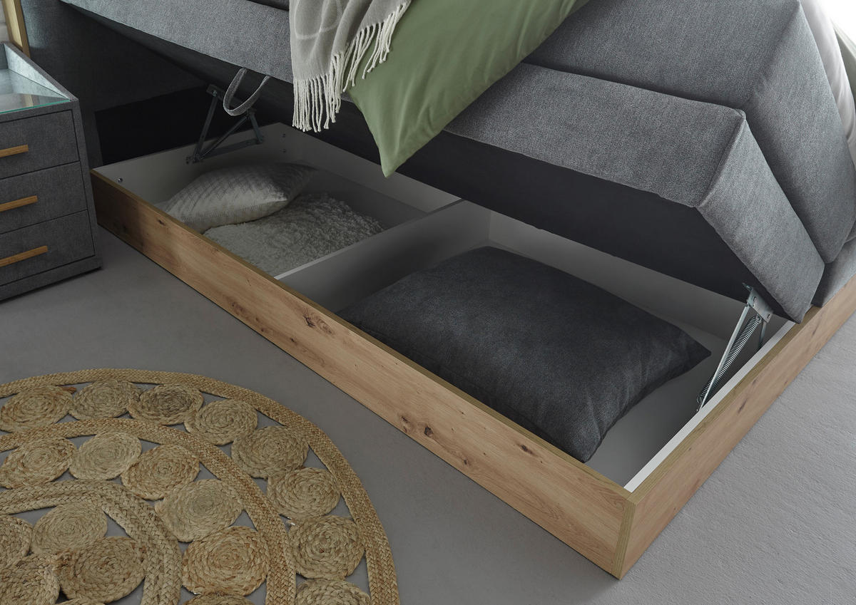 KONTINENTALSÄNG 180/200 cm  i ljusgrå  - ljusgrå, Modern, trämaterial/trä (180/200cm) - Livetastic