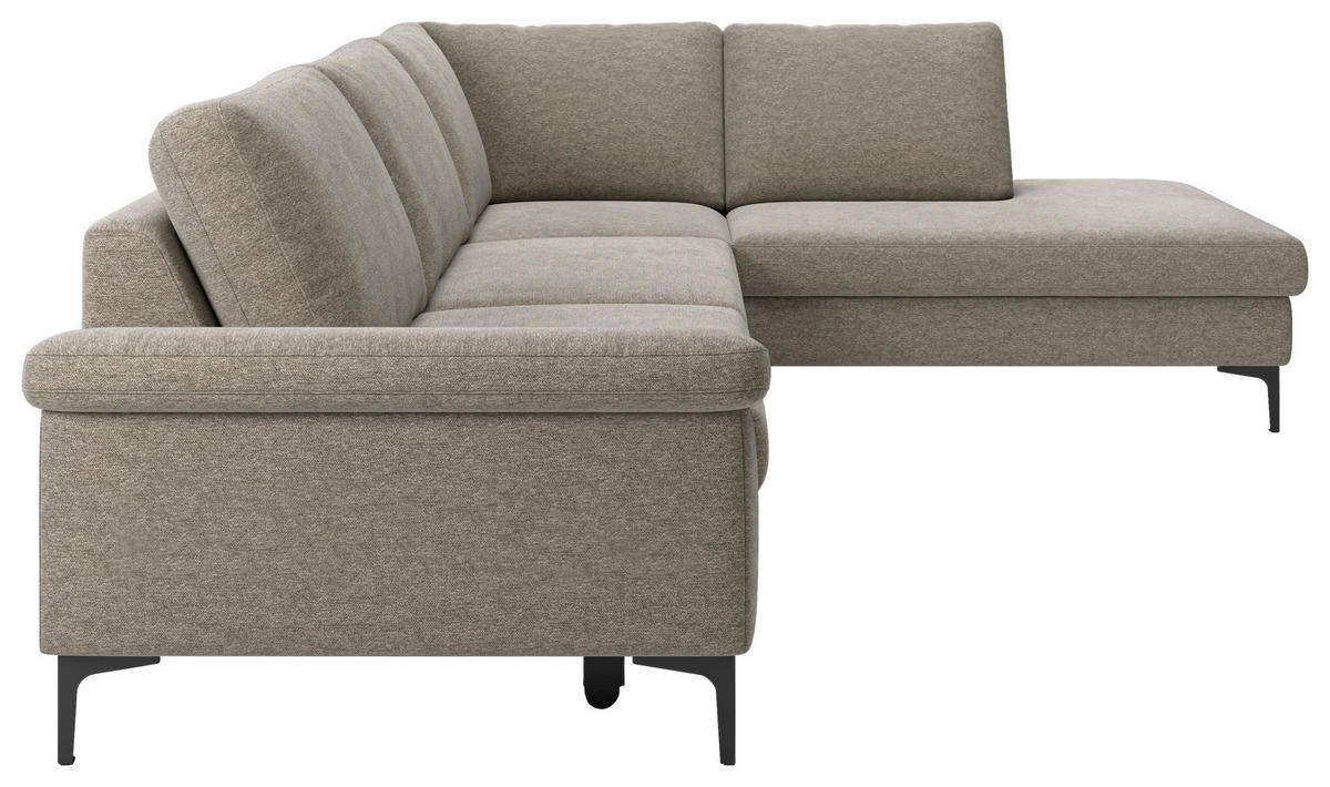 ECKSOFA  in Flachgewebe Taupe  280/220 cm  - Taupe/Schwarz, Design, Textil/Metall (280/220cm) - Pure Home Lifestyle