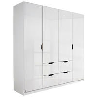 KLEIDERSCHRANK Weiß, Weiß Hochglanz 4 Tür(en)  - Weiß Hochglanz/Weiß, KONVENTIONELL, Holzwerkstoff (181/197/54cm) - Xora
