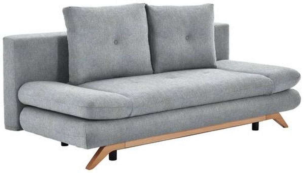 SCHLAFSOFA Webstoff Hellgrau  - Buchefarben/Hellgrau, KONVENTIONELL, Holz/Textil (205/86/94cm) - Carryhome