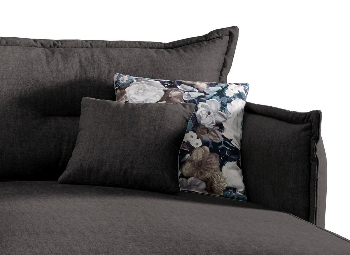 ECKSOFA in Velours Anthrazit  - Türkis/Anthrazit, Modern, Textil/Metall (255/180cm) - Livetastic